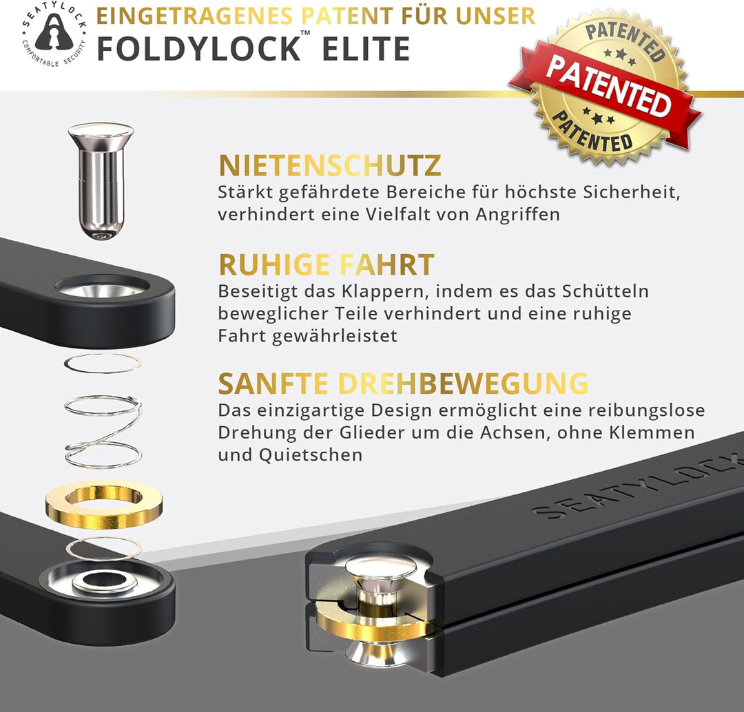 FoldyLock Elite Fahrradschloss mit Schlüssel – Patentiertes Faltschloss mit Halterung - Testsieger S