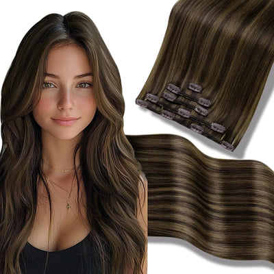Hetto Clip in Echthaar Extensions Braun Clip in Extensions Echthaar Remy Extensions Clip in Haarverl