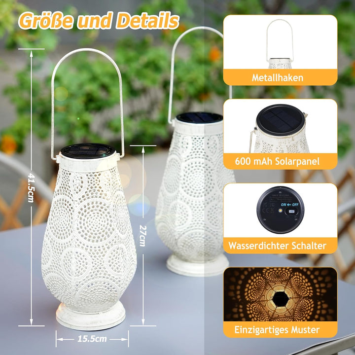 JOYCREATOR Metall Solar Laternen für Draussen, LED Solarlaterne für Aussen IP65 Wasserdicht, Orienta