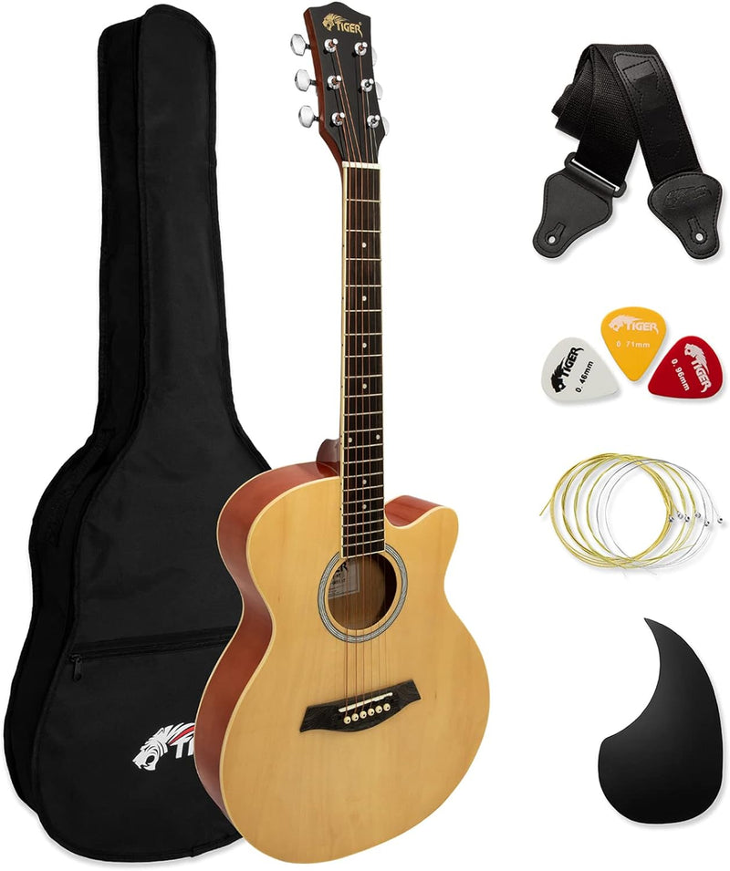 TIGER ACG1-NT34 3/4 Akustikgitarre, mit Stahlsaiten bespannte Small Body Akustikgitarre für das Alte