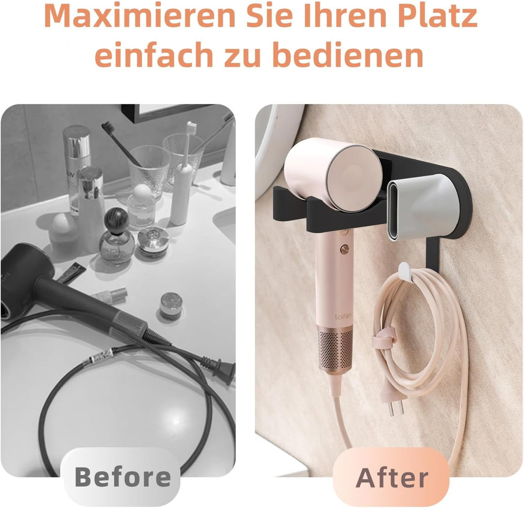 Föhnhalterung Wand Ohne Bohren, Fönhalter für Haartrockner, Edelstahl Haartrocknerhalter zum Kleben,