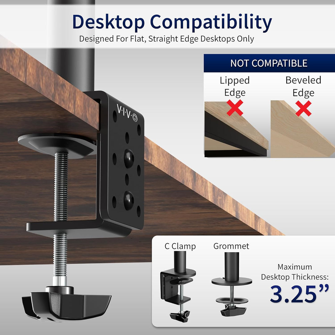 VIVO Dual LCD Monitor Desk Mount Stand Heavy Duty Fully Adjustable fits 2 /Two Screens up to 27" Sch