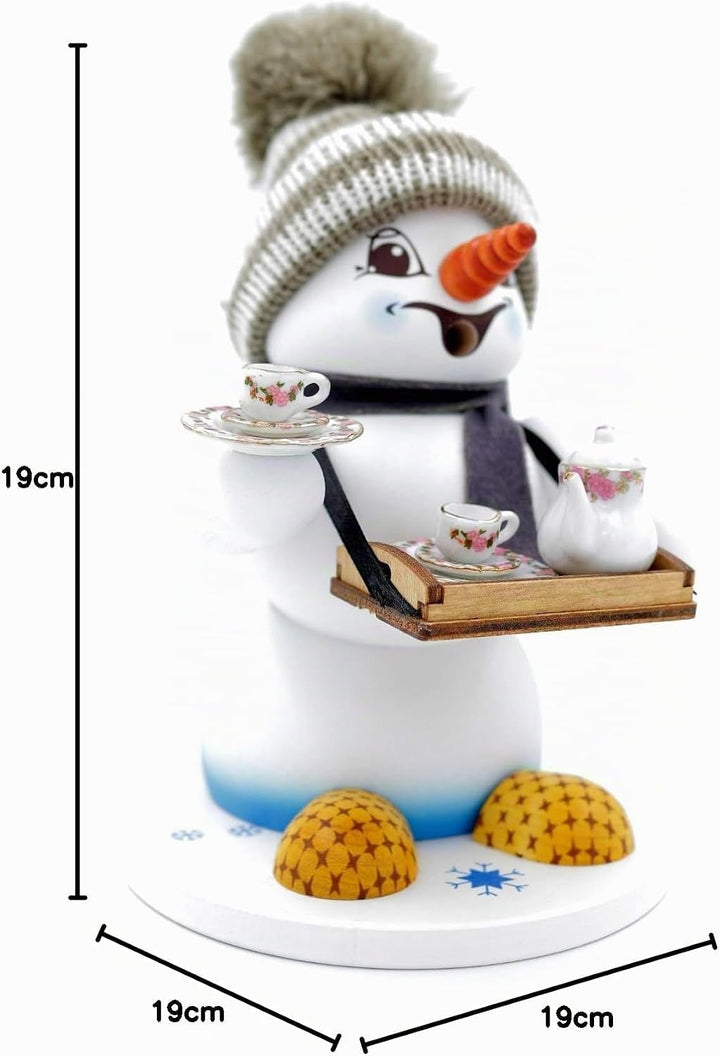 Kuhnert - Erzgebirgische Holzkunst Räuchermann Räucherfigur Schneemann 19cm - Bauchladen, Bauchladen