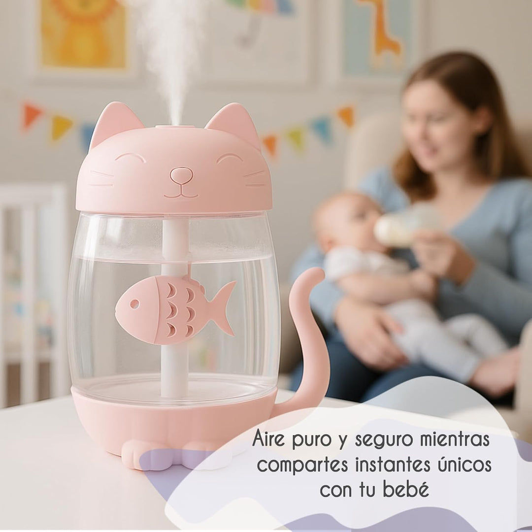 Mini-Luftbefeuchter für Kinder, 350 ml, mit LED-USB-Licht und Mini-Ventilator, leiser kalter Nebel f