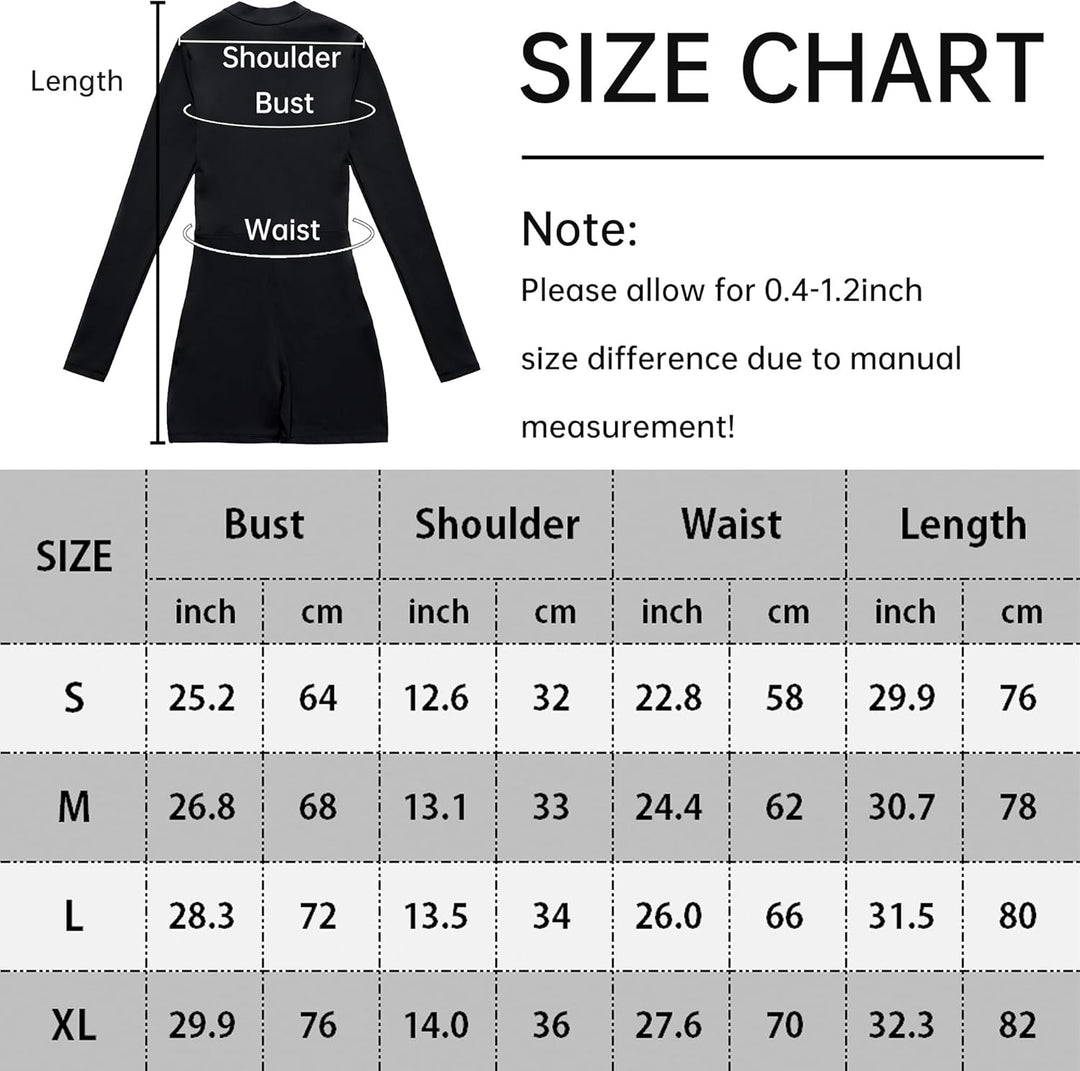 AIEOE Sport Jumpsuit Damen Kurz Eng Yoga Langarm One Piece mit Kragen Reissverschluss Bodysuit Plays