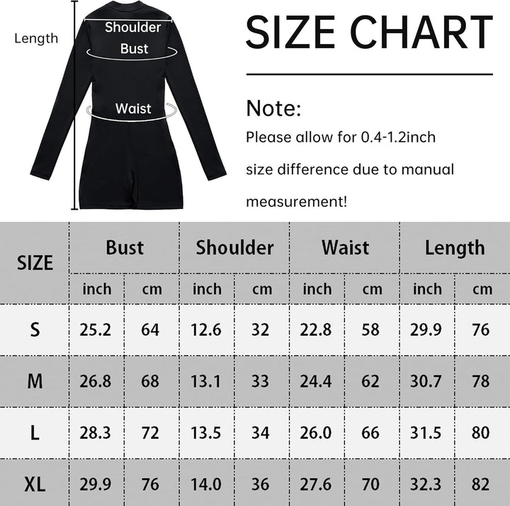 AIEOE Sport Jumpsuit Damen Kurz Eng Yoga Langarm One Piece mit Kragen Reissverschluss Bodysuit Plays