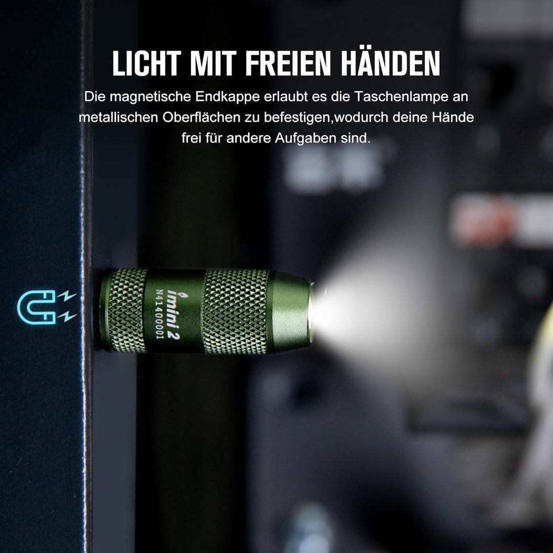 OLIGHT iMini 2 Mini LED USB-Aufladbare Taschenlampe Schlüsselhänger mit magnetischen Basis,50LM und1