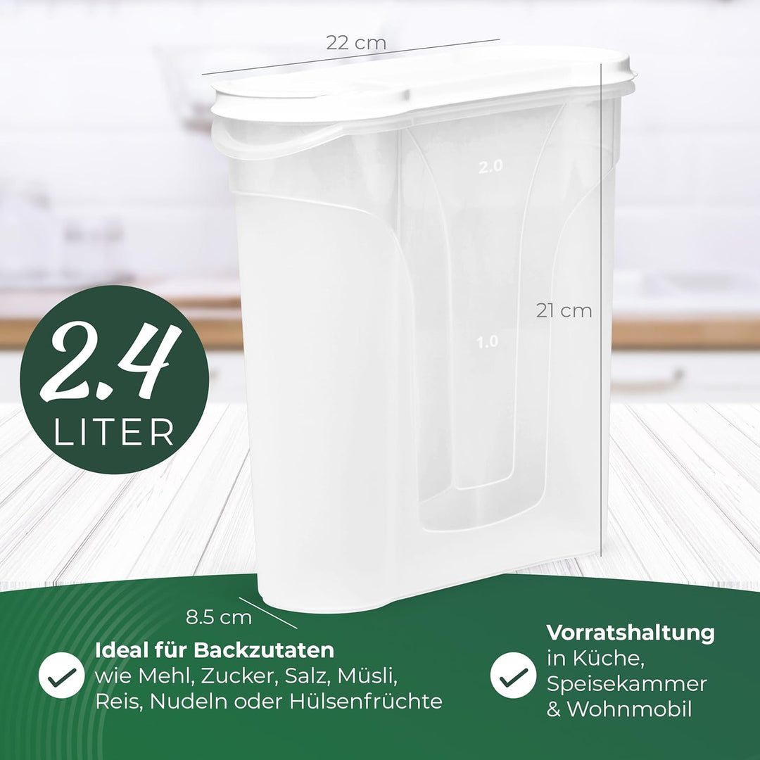 Novaliv Schüttdosen 3er Set Vorratsdose zum Streuen 2,4 Liter - Masse (LxBxH): 22 x 21 x 8,5 cm - Do