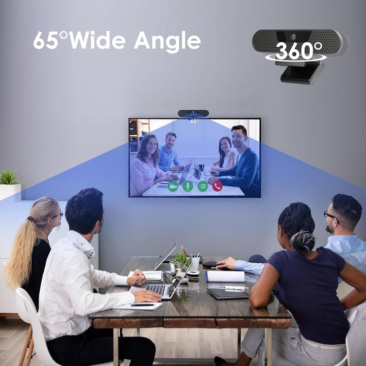 W4GS 2K Webcam mit 4 Mikrofon, PC Webcam 1080P 60FPS, Autofokus, Geräuschunterdrückung, Lichtkorrekt