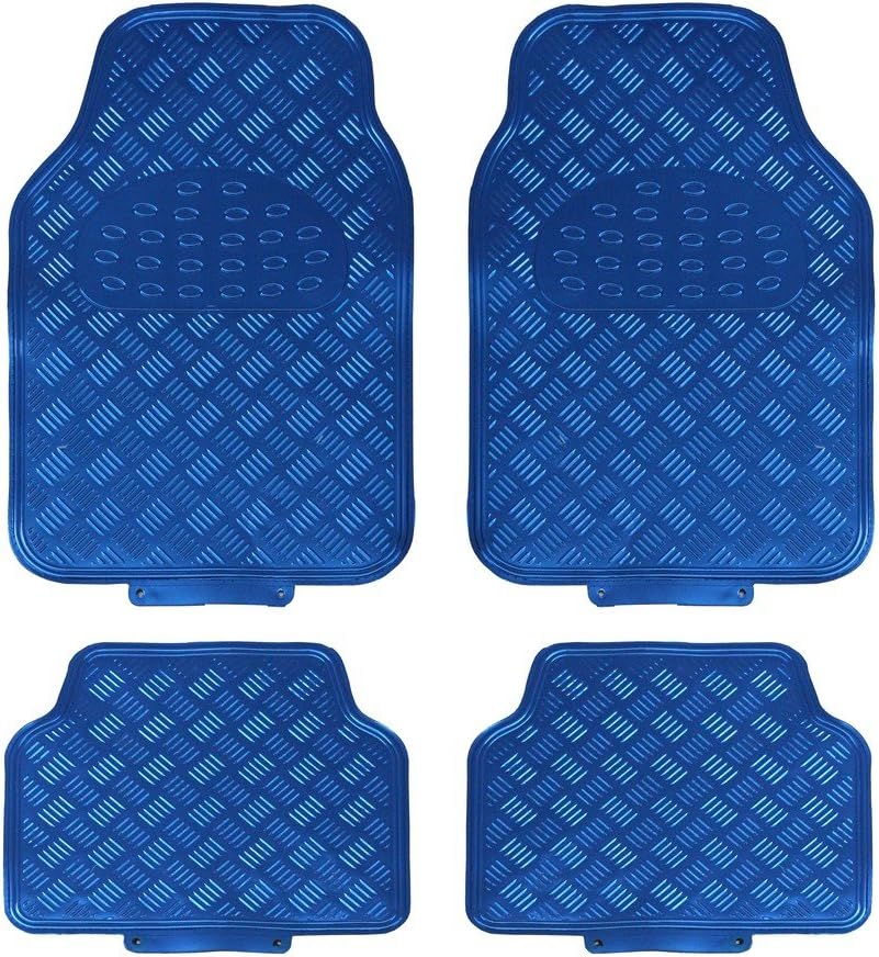 JVL 01-693 Titan Automatten-Set Metallisch mit Gummirückseite, Blau 4-teilig, Blau