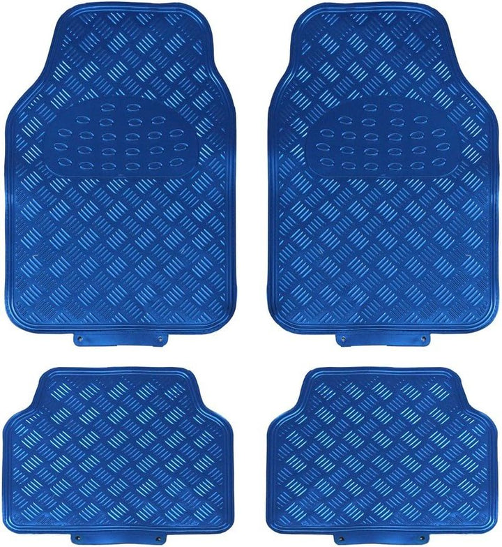 JVL 01-693 Titan Automatten-Set Metallisch mit Gummirückseite, Blau 4-teilig, Blau