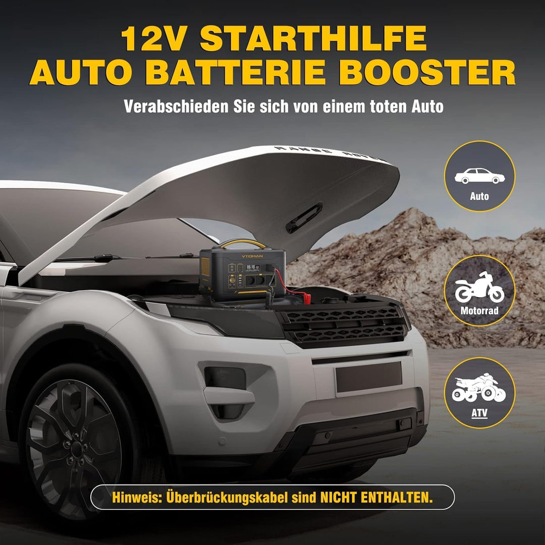 VTOMAN Jump 2200 Tragbare Powerstation - 1548Wh/2200W (Spitze 4400W) LiFePO4 Batterie Solar generato