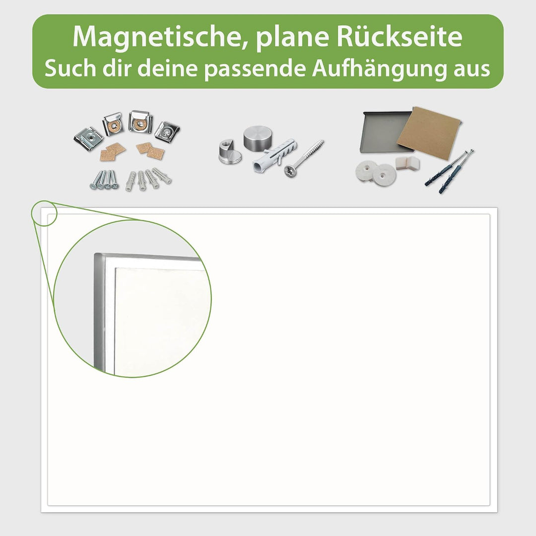 banjado® Glas Magnettafel mit 4 Magneten - Magnetwand 60x40cm mit Motiv Trockenes Holz - Memoboard/P