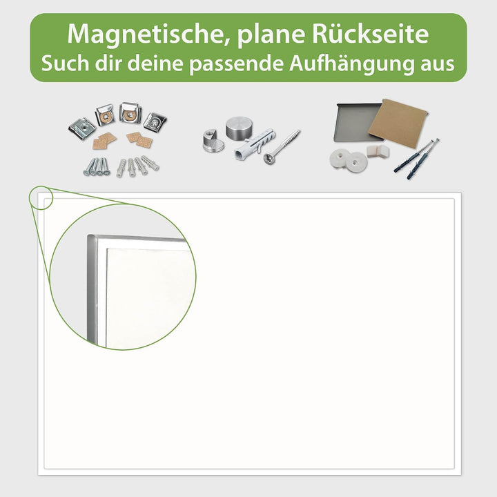 banjado® Glas Magnettafel mit 4 Magneten - Magnetwand 60x40cm mit Motiv Trockenes Holz - Memoboard/P