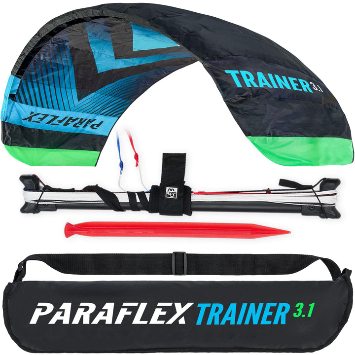 Wolkenstürmer® Paraflex Trainer 3-Leiner Lenkmatte 3.1 grün/orange - „Ready to Fly“ Kite Drachen ink