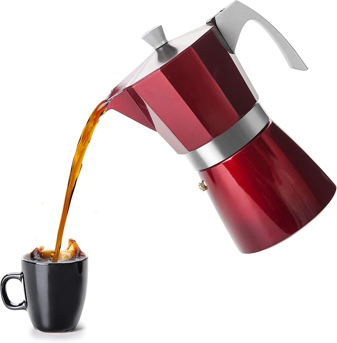 IBILI - Express-Kaffeekocher Evva Red, 3 Tassen, 150 ml, Aluminiumdruckguss, für Induktionsherde gee