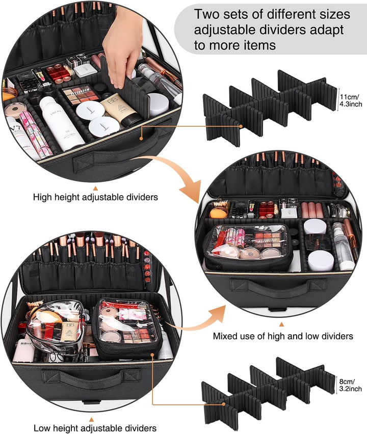 Relavel Extra Grosse Makeup Tasche Leder Reise Makeup Zug Tasche Professionelle Makeup Künstler-Tasc