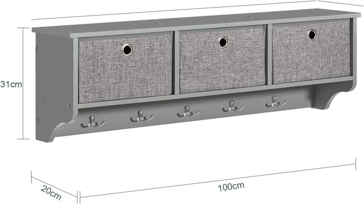SoBuy FRG282-HG Wandgarderobe Flurgarderobe Kleiderhaken Hängeregal mit 3 Körben und 5 Haken Gardero