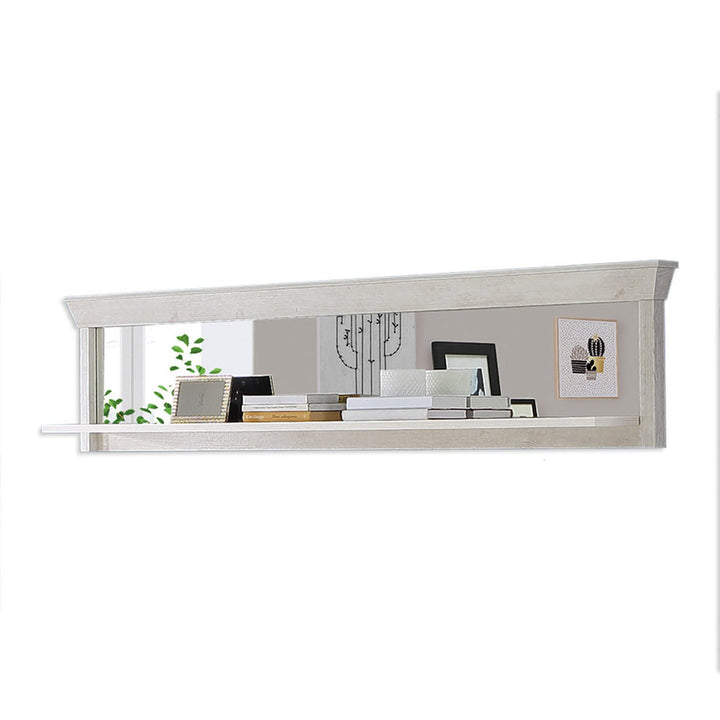 FORTE Kashmir Wandregal mit Spiegel, Holzwerkstoff, Pinie weiss, B x H x T: 177,7 x 43,5 x 24,5 cm