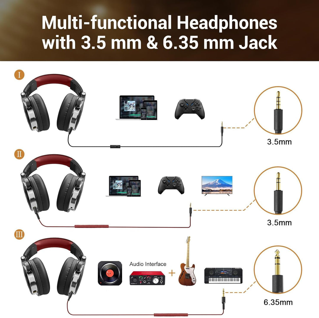 OneOdio Kopfhörer, ohne Adapter, geschlossene Rückseite, DJ-Stereo-Monitor, professioneller Studio-M