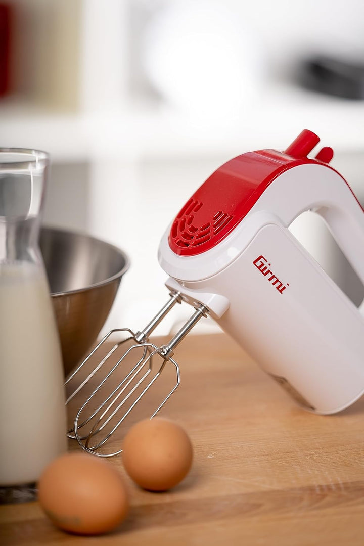 Girmi SB02 Elektrorührer, 170 W, 5 Geschwindigkeiten + Turbo, Weiss/Rot Weiss / Rot, Weiss / Rot