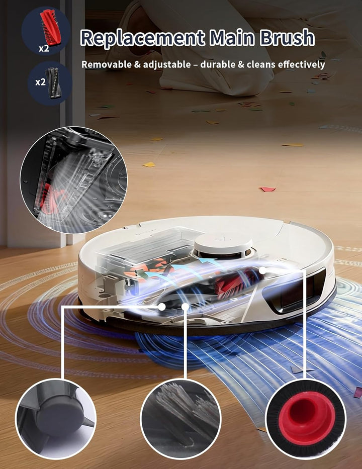 28 Stück Zubehör für Roborock Saros 10R / Qrevo CurvX，mit 4 Hauptbürsten, 6 Feuchttücher, 4 HEPA-Fil