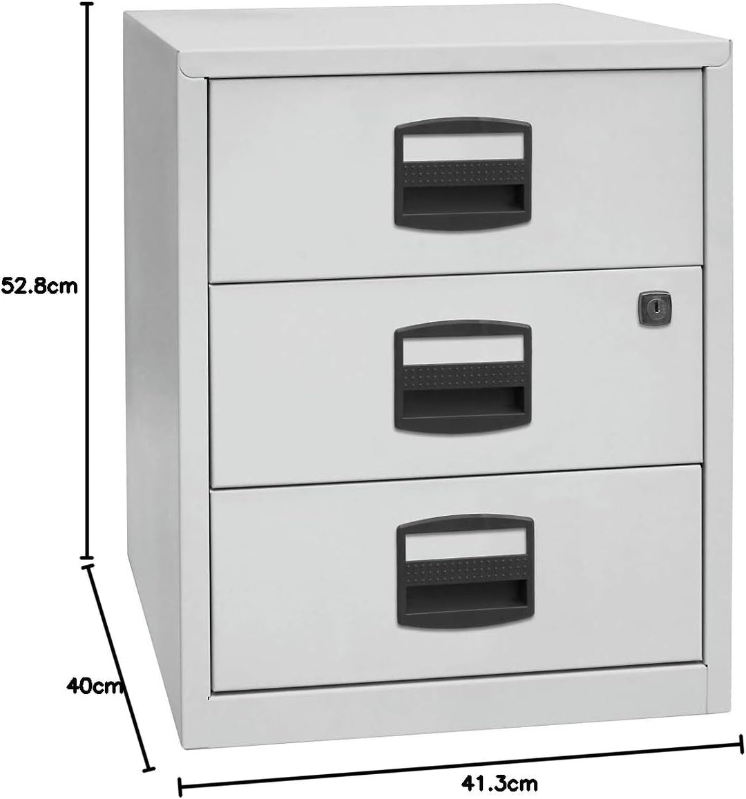 Bisley Home mobiler Beistellschrank PFA, 3 Universalschubladen, Metall, 505 Korpus Lichtgrau, Fronte