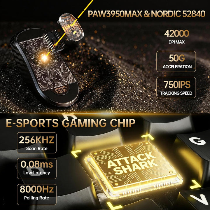 ATTACK SHARK R68 HE Kabel Magnetische Tastatur, Kabellosen R11 ULTRA Gaming-Maus aus Carbonfaser, 80