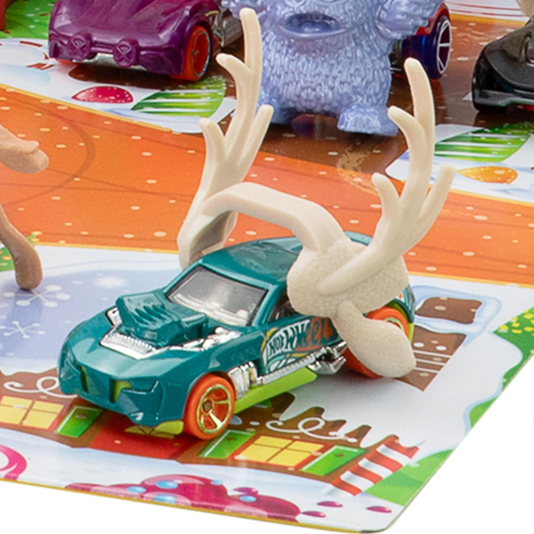 Hot Wheels Spielzeugautos und Spielset, Adventskalender 2025 mit 10 Fahrzeugen im Massstab 1:64, 10