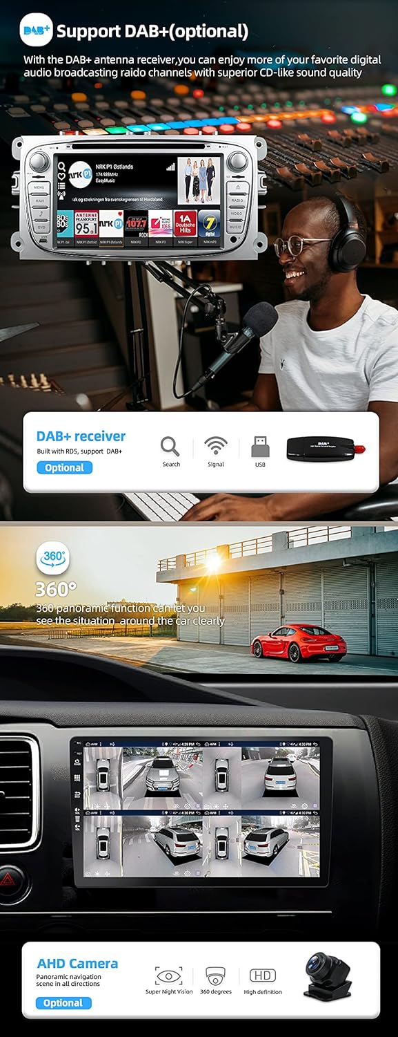 JOYX Android 12 Autoradio Passt für Ford Focus/Mondeo/S-Max/C-Max/Galaxy- [4G+64G] - [Eingebaut DSP+