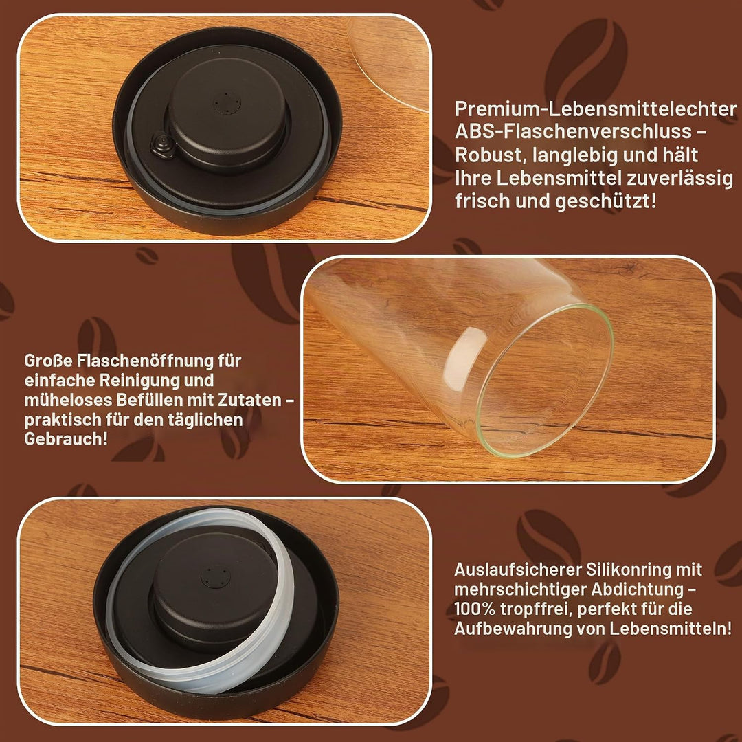 Kaffeebohnen behälter mit 1800 ml Fassungsvermögen, grossvolumiger Vakuum kaffeedose zur Aufbewahrun