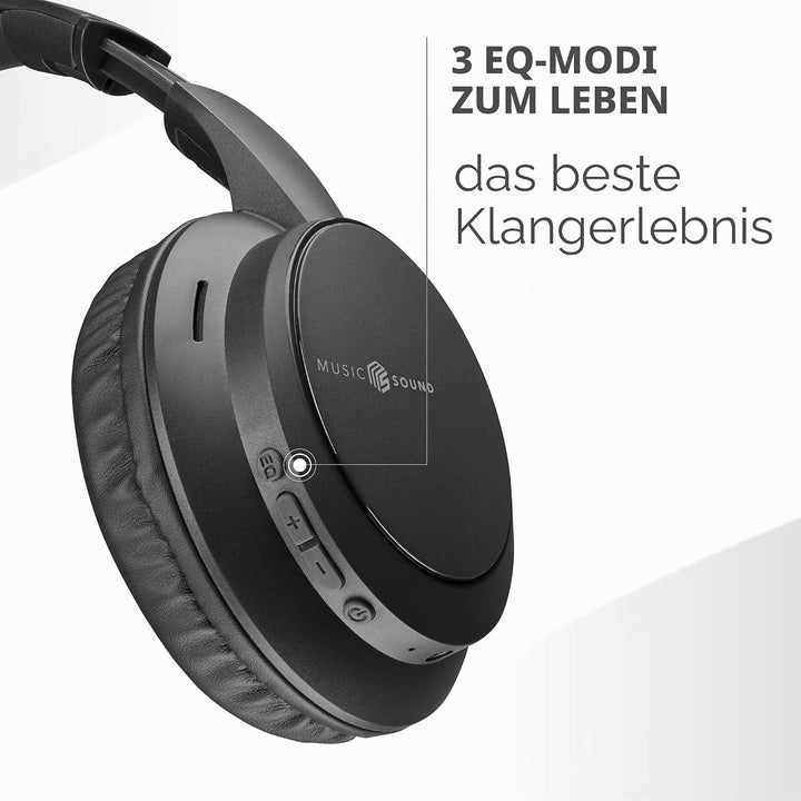 Music Sound Boost, Kabellose Around-Ear-Kopfhörer mit integriertem Mikrofon, 3 EQ-Modi, bis zu 8 Stu