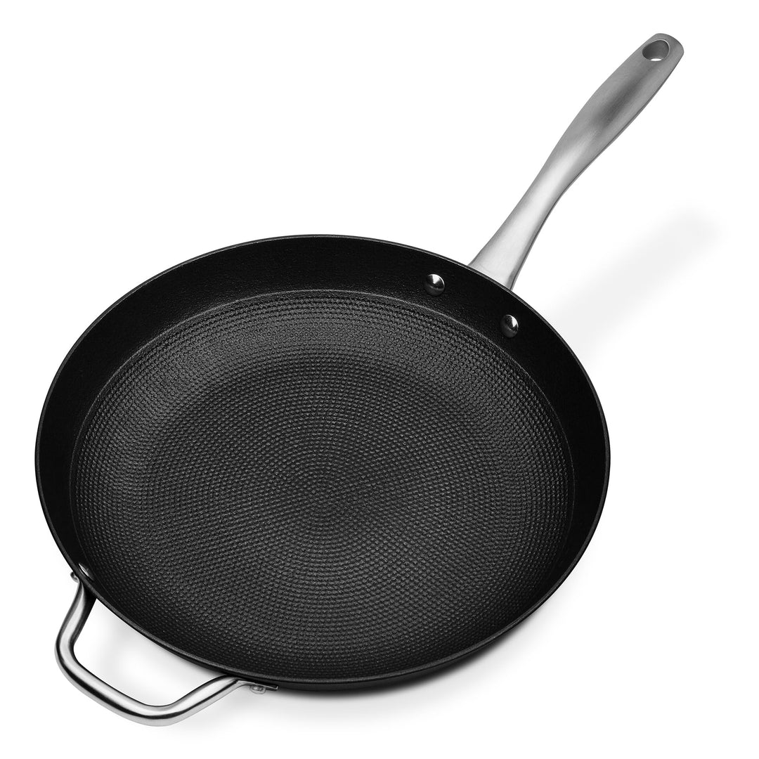 GSW 716482 Bratpfanne Robusta 32cm mit Gegengriff, Gusseisen, Edelstahl rostfrei, schwarz