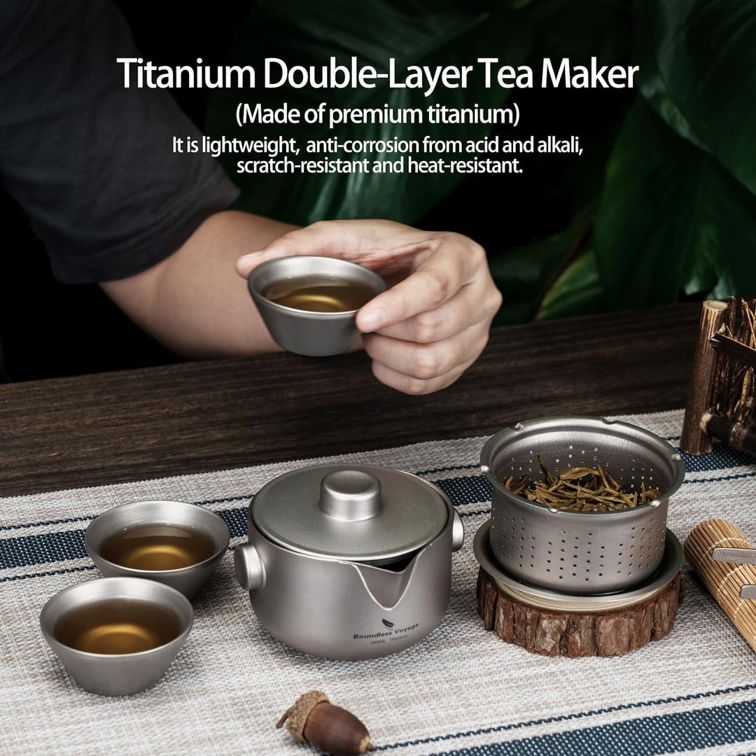 Boundless Voyage Titan Doppelschicht Teebereiter mit Filterdeckel Ultraleichte Teekanne Anti-Verbrüh