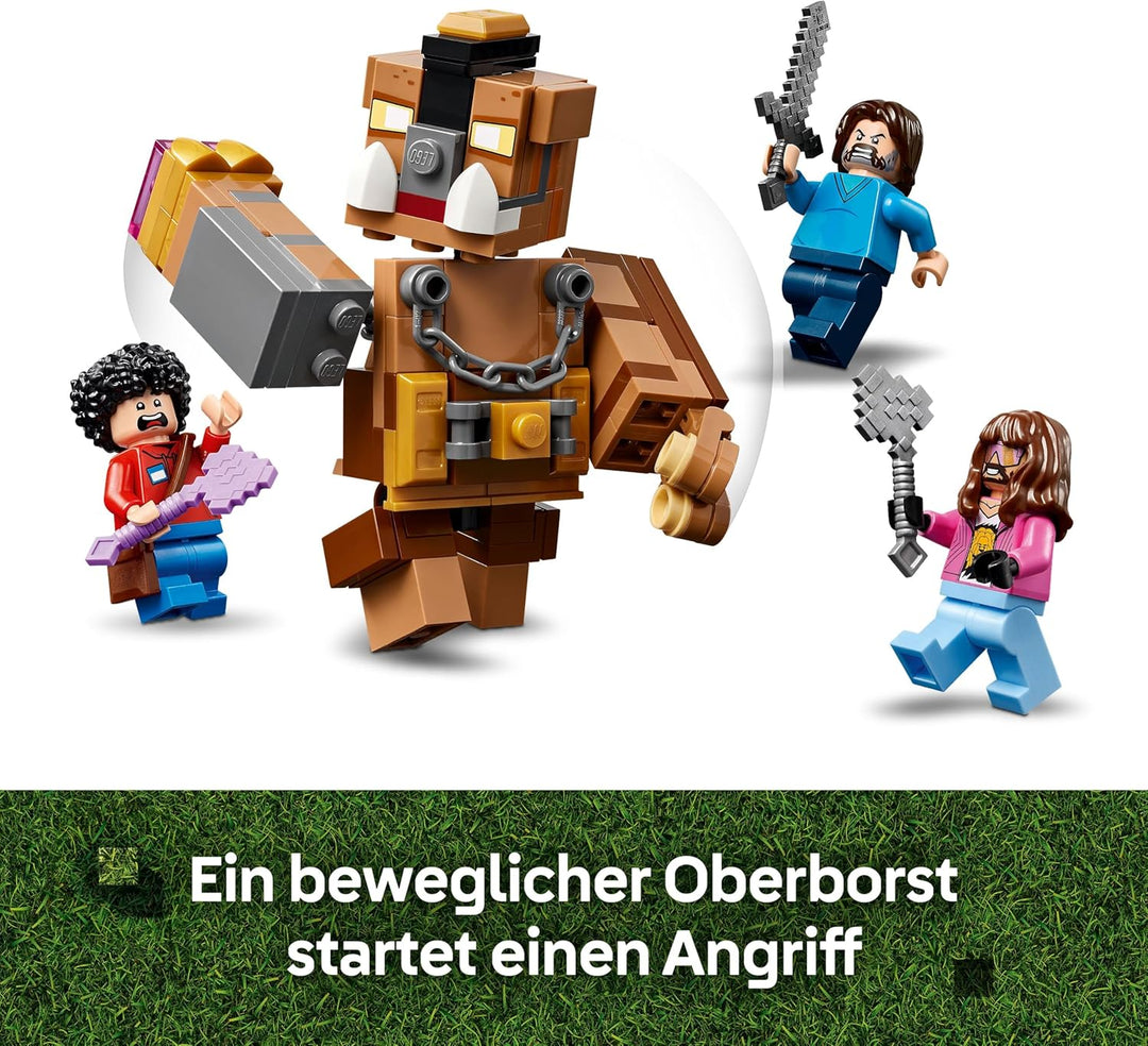 LEGO Minecraft Waldanwesen mit Boxring - Interaktives Gaming Spielzeug- Baby-Zombie, Steve, Garret u