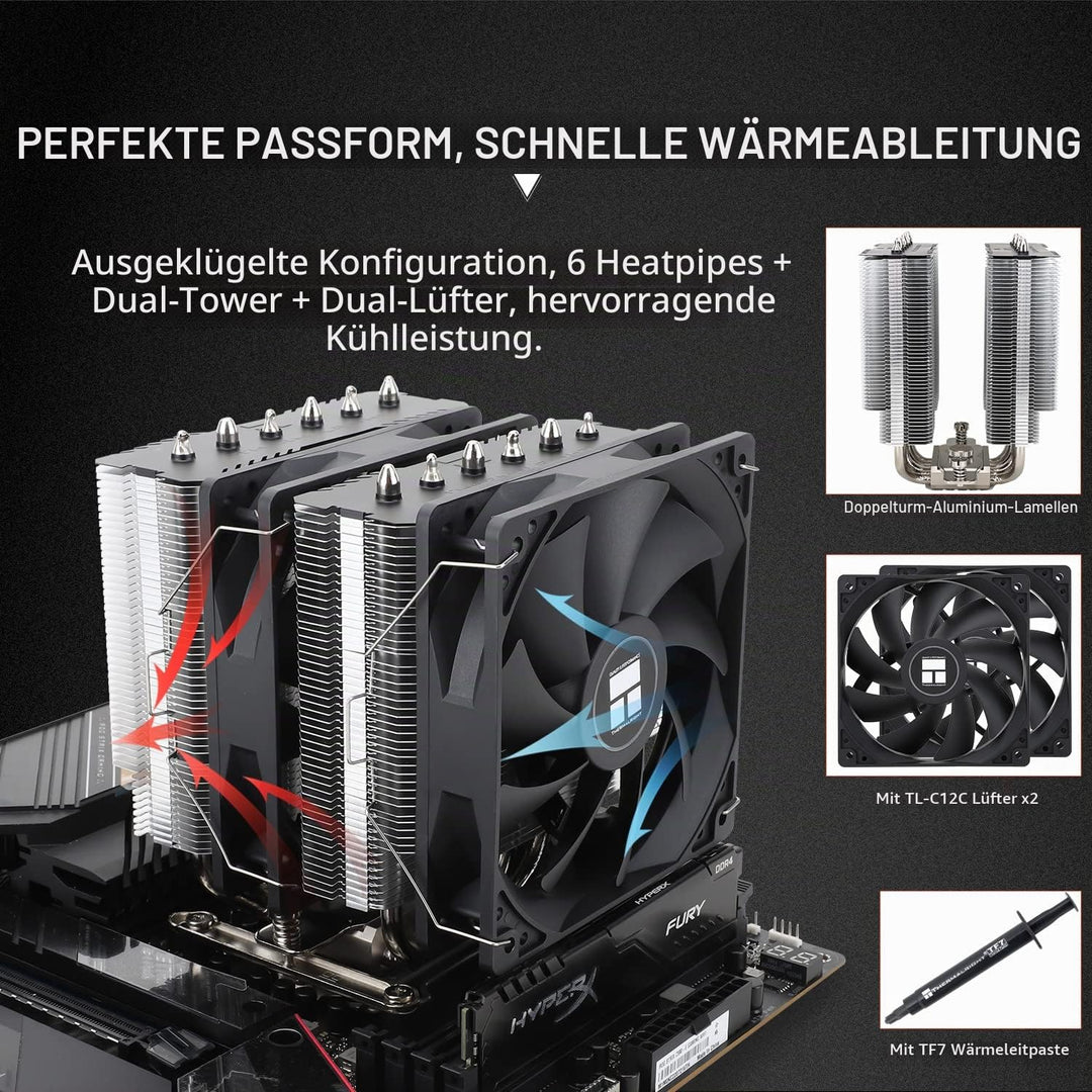 Thermalright Peerless Assassin 120 SE CPU-Luftkühler, Dual Tower 6 Heatpipes, Dual 120 mm TL-C12C PW