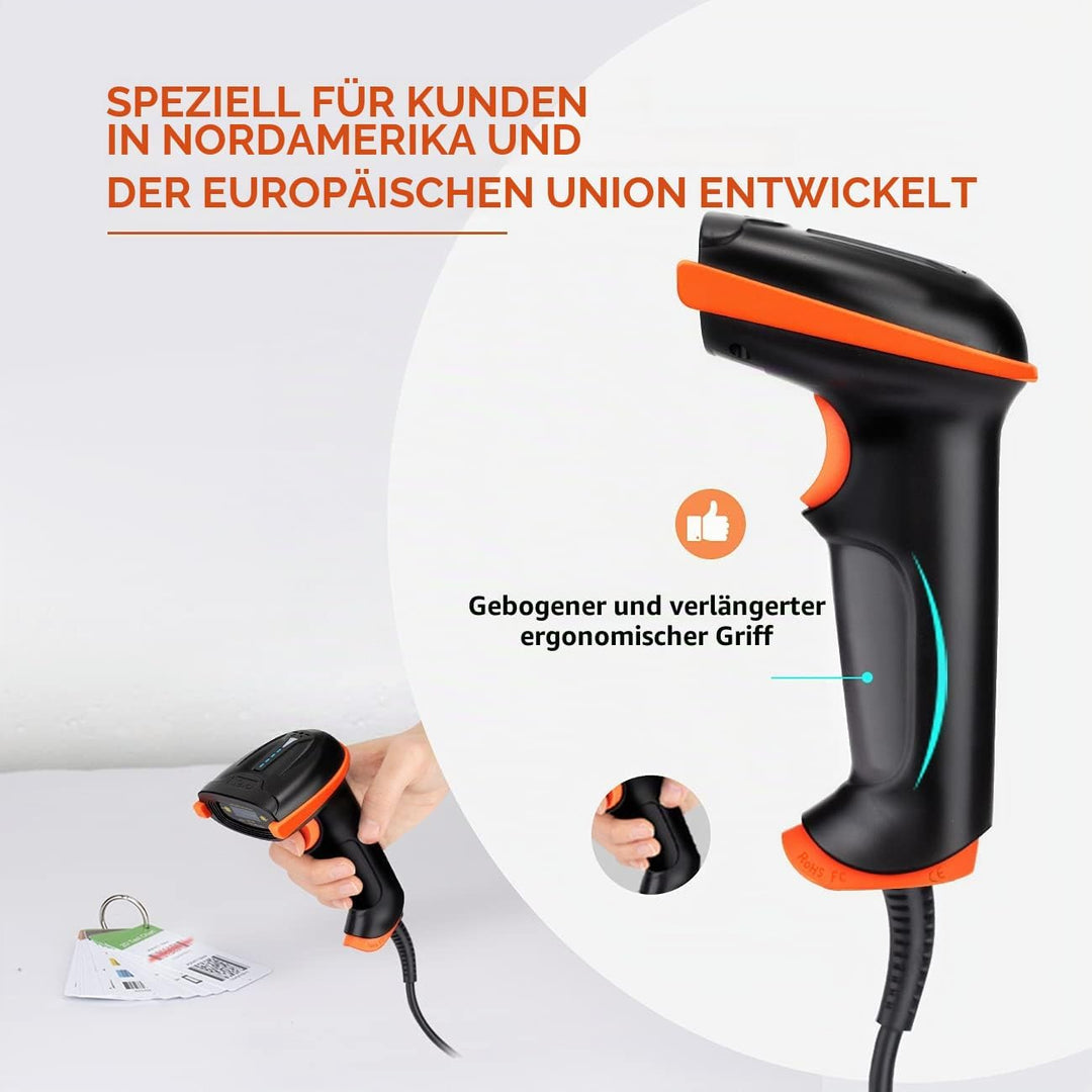 Tera Barcode-Scanner 1D Laser USB Wired Kabelgebunden Handheld Barcodescanner Handscanner Lesegerät
