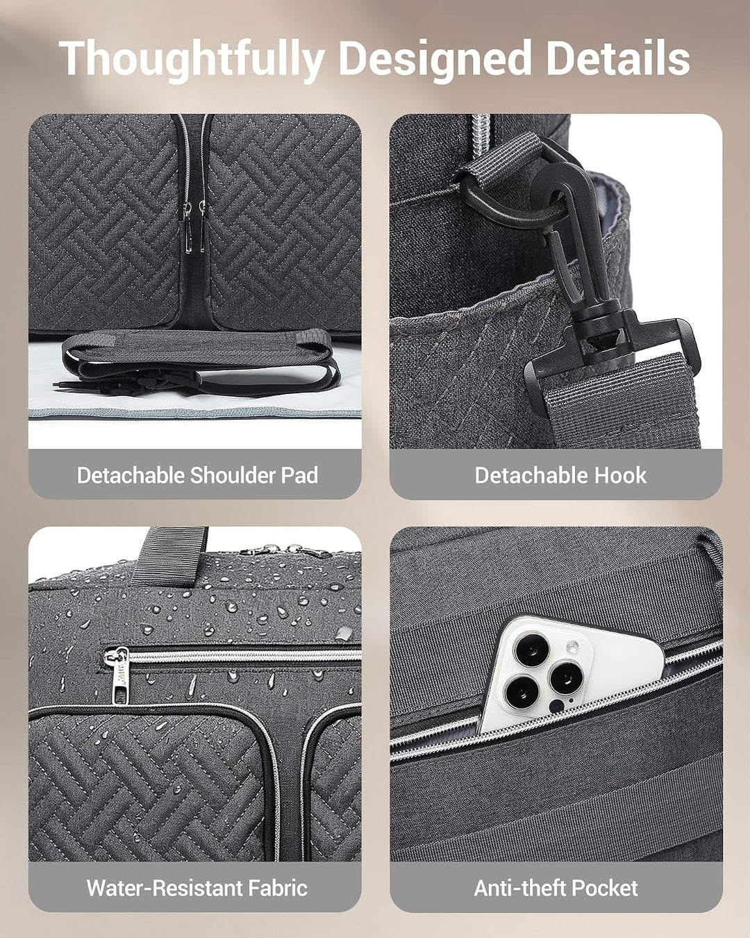 KONO Baby-Wickeltasche, stilvoll, für Mama und Papa, wandelbare Reisetasche mit isolierten Taschen G