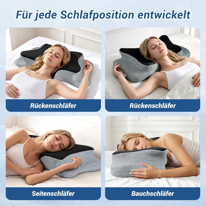CHxxy Schmetterlingskissen, Memory Foam Nackenkissen, Ergonomisches Kissen | Seitenschläferkissen, N