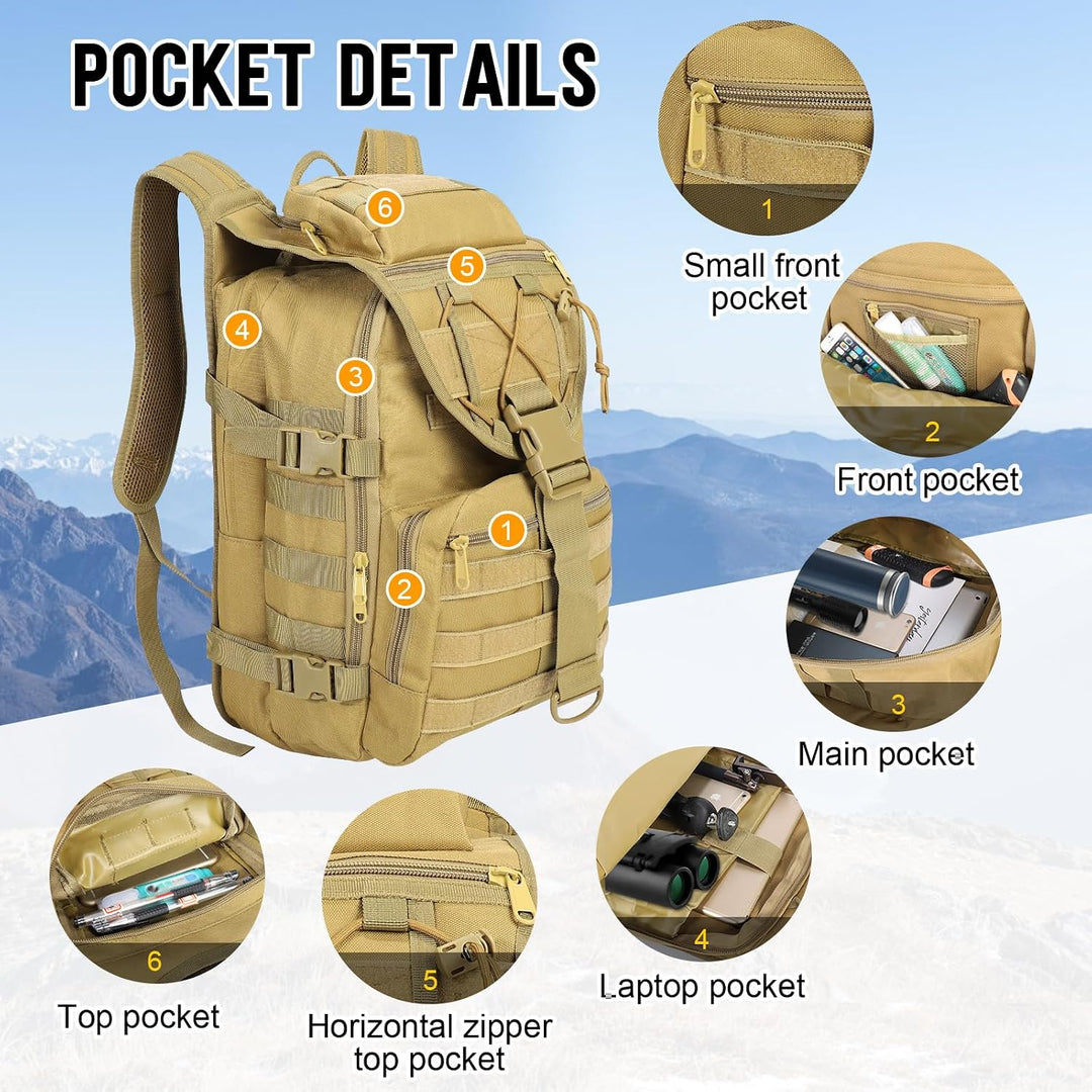 SHANNA Militärrucksack 35L/50L Armee Rucksack Molle, Hohe Kapazität Trekkingrucksack Wanderrucksäcke