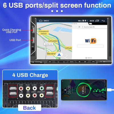 Hikity Autoradio DAB+ Doppel Din Android 11 mit Navi 7 Zoll Touch Bildschirm Apple Carplay Android A