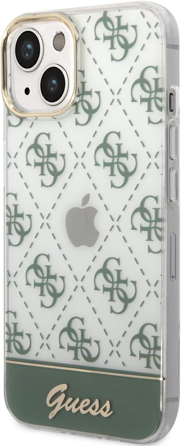 Guess 4G Pattern Script Collection Hardcase Hülle Cover für Apple iPhone 14 Plus Khaki