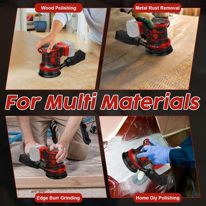 Exzenterschleifer für Milwaukee 18V Akku(no Akku),125mm Schleifmaschine,3 Geschwindigkeiten 7000-11,