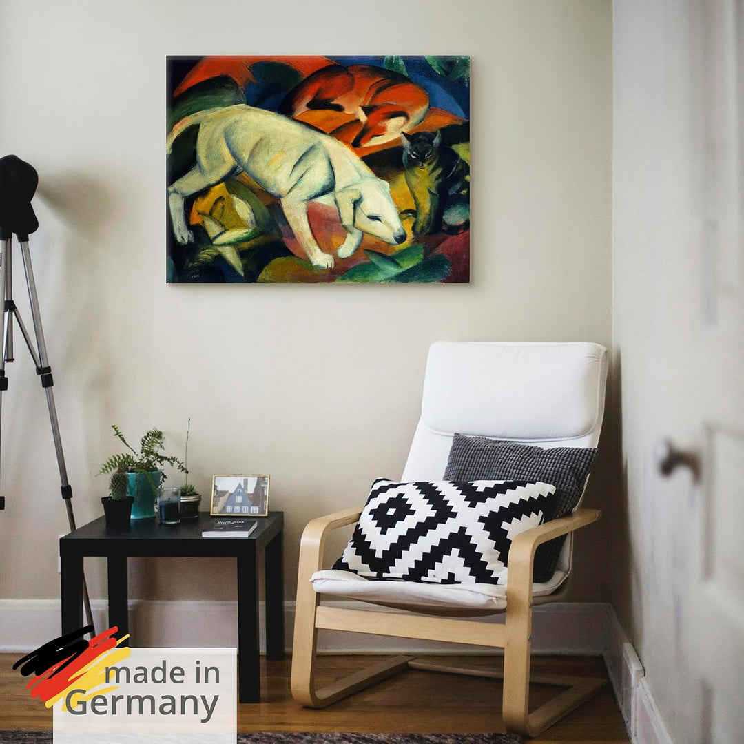 ARTland Leinwandbilder Wandbild Bild auf Leinwand 80x60 cm Wanddeko Abstrakte Kunst Idyll Drei Tiere