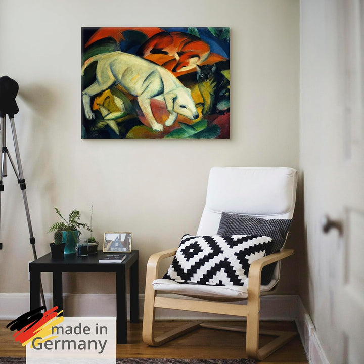 ARTland Leinwandbilder Wandbild Bild auf Leinwand 80x60 cm Wanddeko Abstrakte Kunst Idyll Drei Tiere