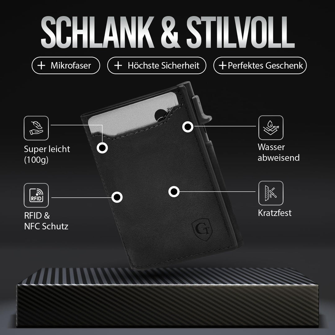 GenTo - Slim Wallet mit Münzfach - Geldbeutel Herren für 10 Karten - Geldbörse mit RFID Schutz - Sma