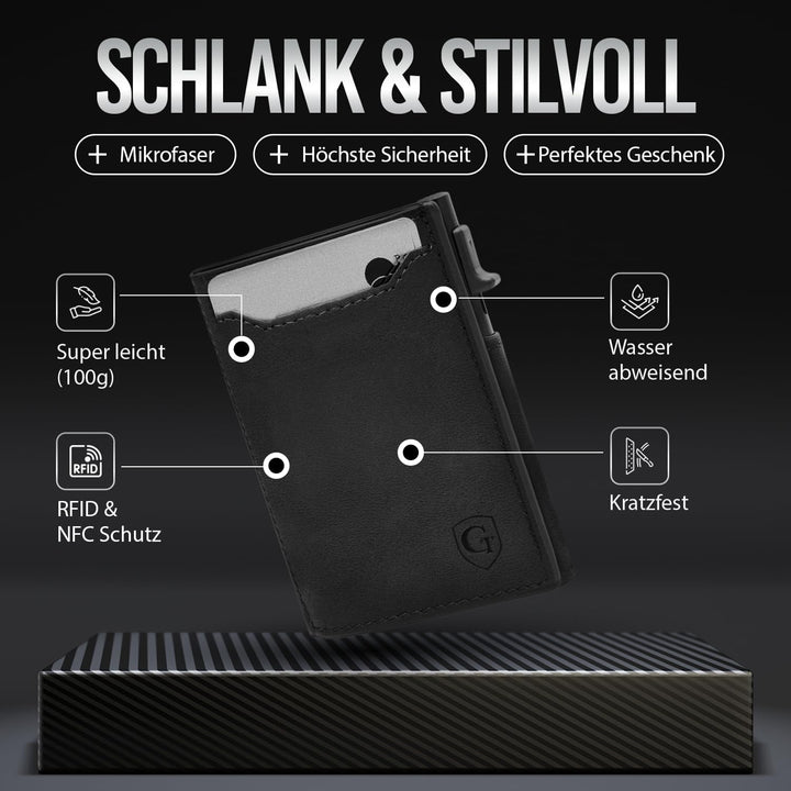 GenTo - Slim Wallet mit Münzfach - Geldbeutel Herren für 10 Karten - Geldbörse mit RFID Schutz - Sma