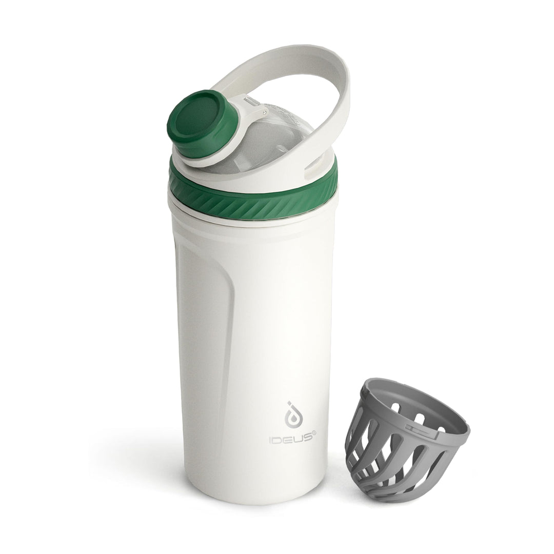 Ideus Shaker Protein Trinkflasche 700ml (24oz)，Doppelwandig Edelstahl Sportflasche mit Skalierlinien
