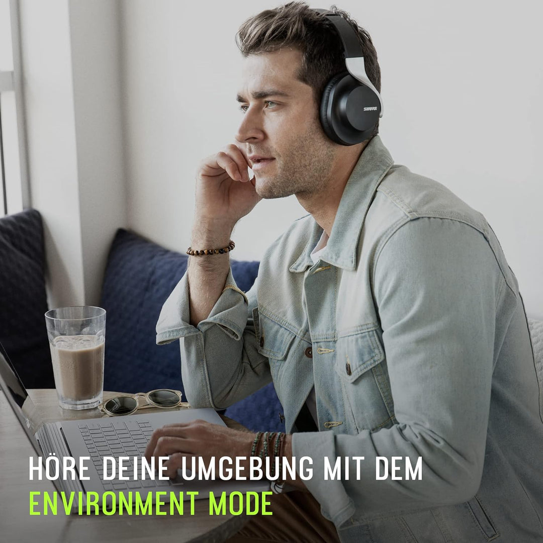 Shure AONIC 40 über Ohr -drahtlosen Bluetooth - Noise Cancelling mit Mikrofon, 25 -Stunden -Akkulauf
