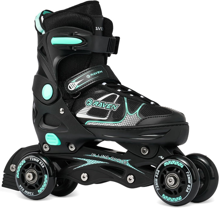 Raven 3in1 Verstellbare Inline Skates Spirit - Inliner Triskates - Rollschuhe - Kugellager Abec7 - S